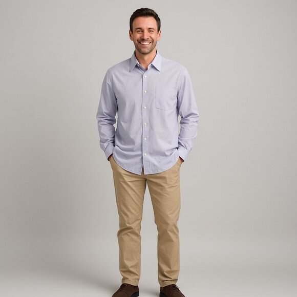 Tommy Bahama Lavender Frost Cotton Button Down Shirt Large Casual Coastal Resort - Picture 3 of 11